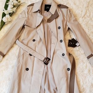 Monika Chiang taupe and brown leather trench